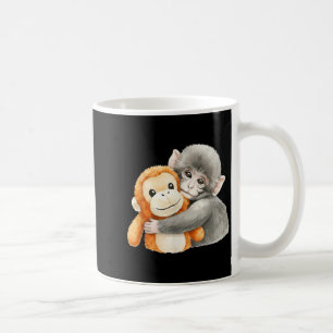 Punchkung the monkey holding plush friend meme coffee mug