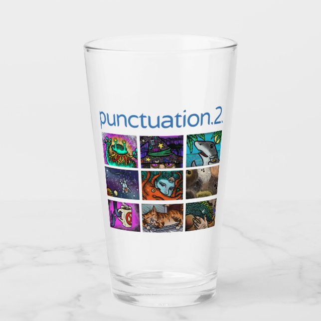 Punctuation 2 Logo not-quite-a-pint glass (Front)