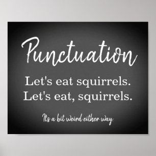 Punctuation Commas Funny Chalk Board Poster