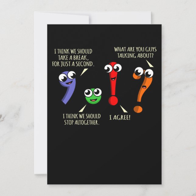 Punctuation Marks English Language Teacher Student Thank You Card (Front)