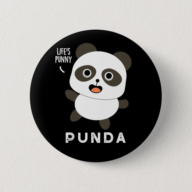 Punda Funny Animal Panda Pun Dark BG 2 Inch Round Button (Front)
