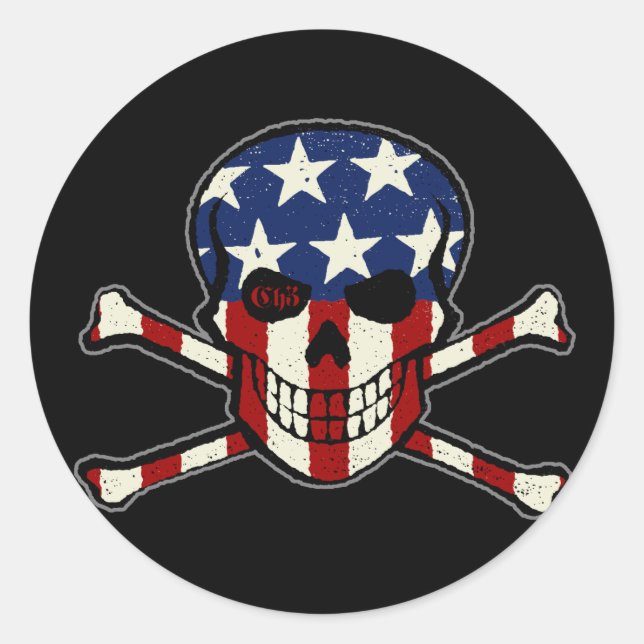 Punisher Skull Americana Flag Graphic Classic Round Sticker (Front)