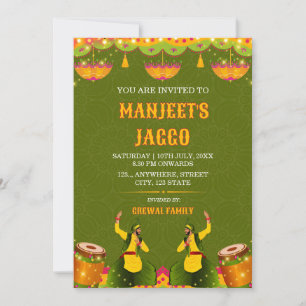 Punjabi Jaggo Ceremony Indian Wedding Invitation