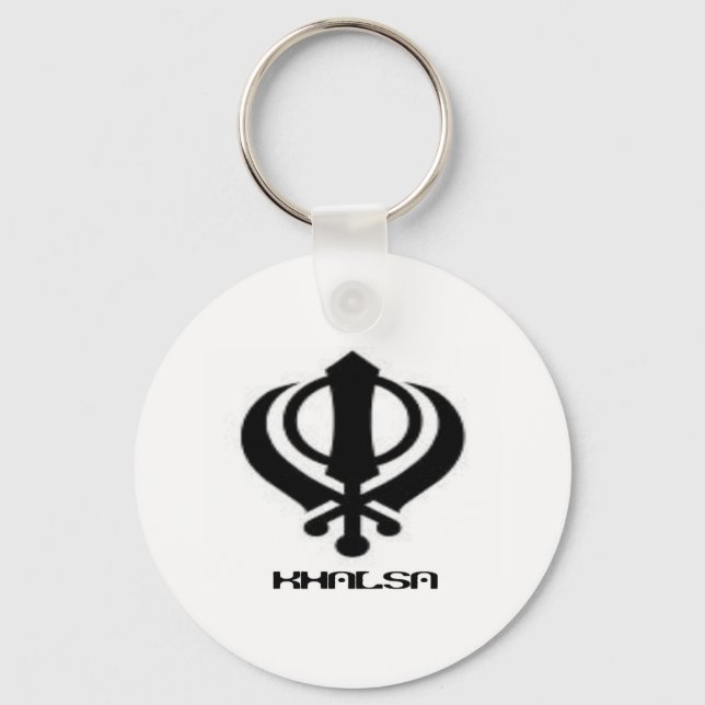 Punjabi Khanda Sikh Khalsa Design Merchandise Keychain (Front)