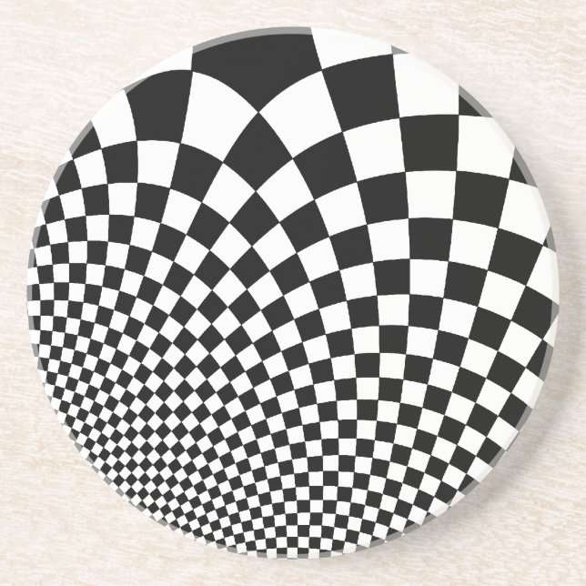 Punk black and white abstract chequerboard coaster (Front)