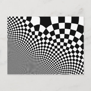 Punk black and white abstract chequerboard postcard