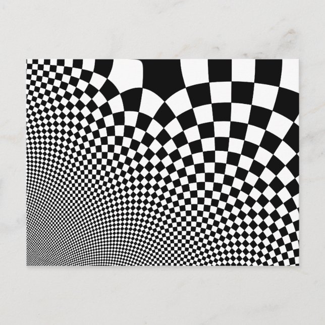 Punk black and white abstract chequerboard postcard (Front)