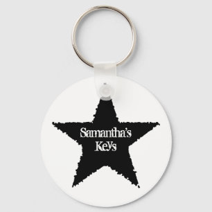 Punk black star keychain