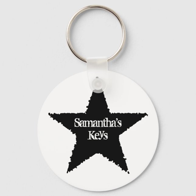 Punk black star keychain (Front)