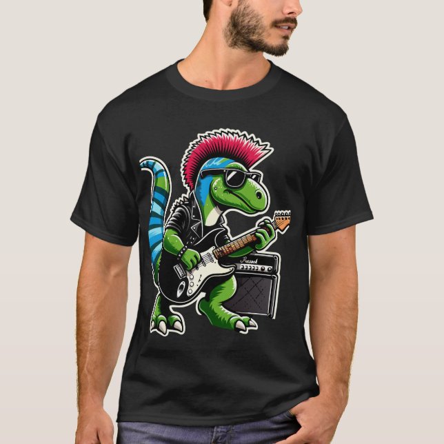 Punk Candy Dinosaur Guitar Band  T-Shirt (Front)