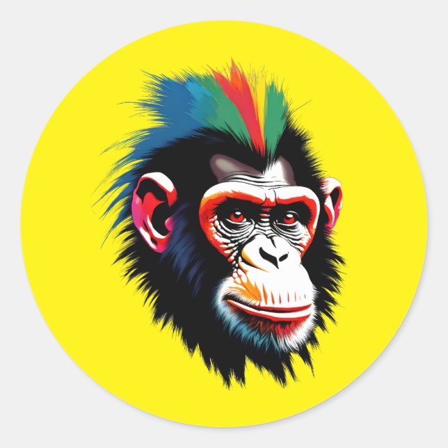 Punk Chimp Classic Round Sticker (Front)