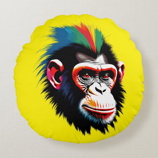 Punk Chimp Round Pillow (Front)