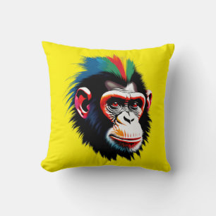 Punk Chimp Throw Pillow