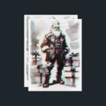 Punk Christmas (Holy Wall). Card<br><div class="desc">Christmas theme with Santa Claus figure Macarre style surrounded by gift boxes. Illustration of watercolor with colorful reflexes in textured background wall.</div>