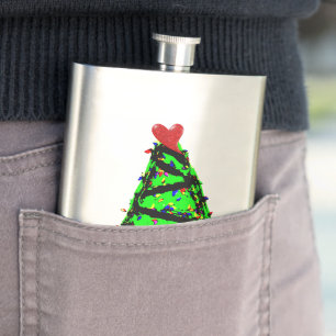 Punk Christmas tree Hip Flask