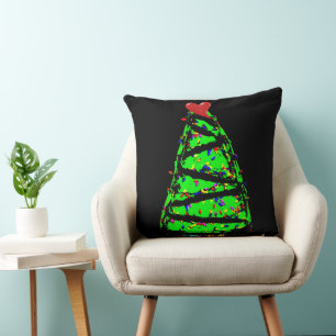 Punk Christmas tree Throw Pillow
