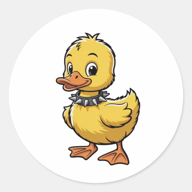 Punk Duckling – Funny Rebel Animal Art Classic Round Sticker (Front)