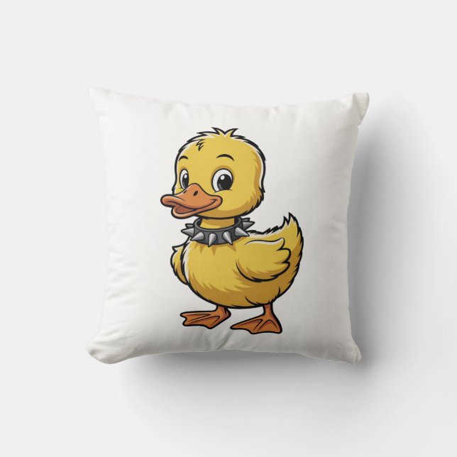 Punk Duckling – Funny Rebel Animal Art Throw Pillow (Front)