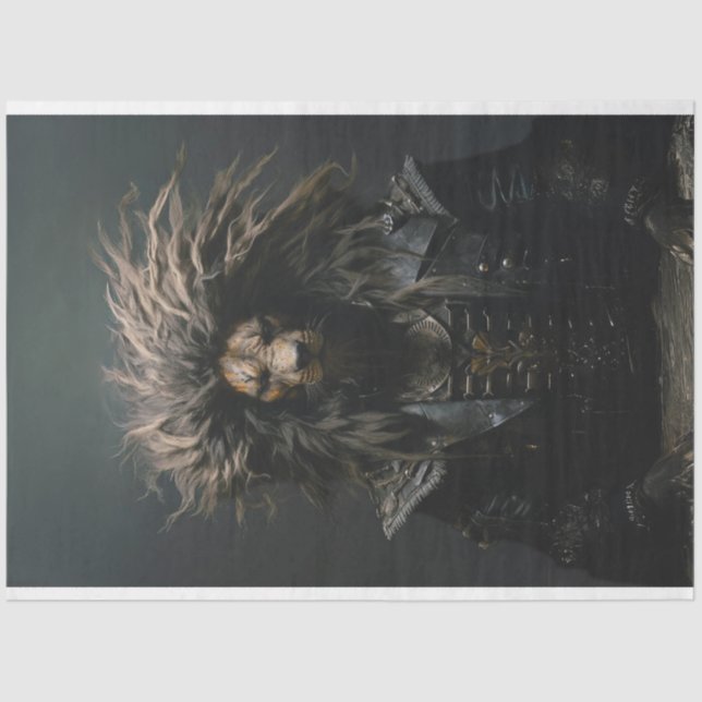 Punk Gang African Lion in Leather Decoupage Tissue Paper (Front)