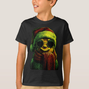 Punk Gingerbread Cookie With Sungles Santa Hat Chr T-Shirt