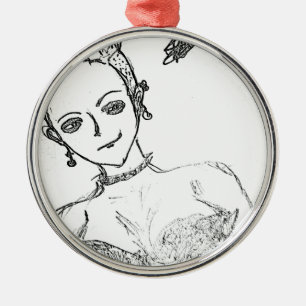 punk girl metal ornament