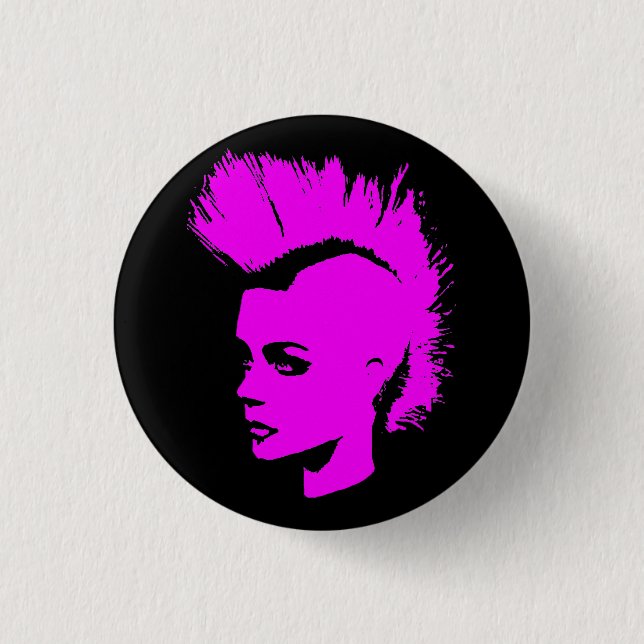 Punk Girl – unichrome print - pink 1 Inch Round Button (Front)