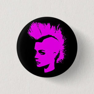 Punk Girl – unichrome print - pink 1 Inch Round Button
