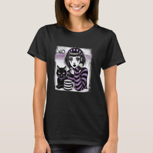 Punk Goth Girl With Coffee Punk Cat Girls T-Shirt
