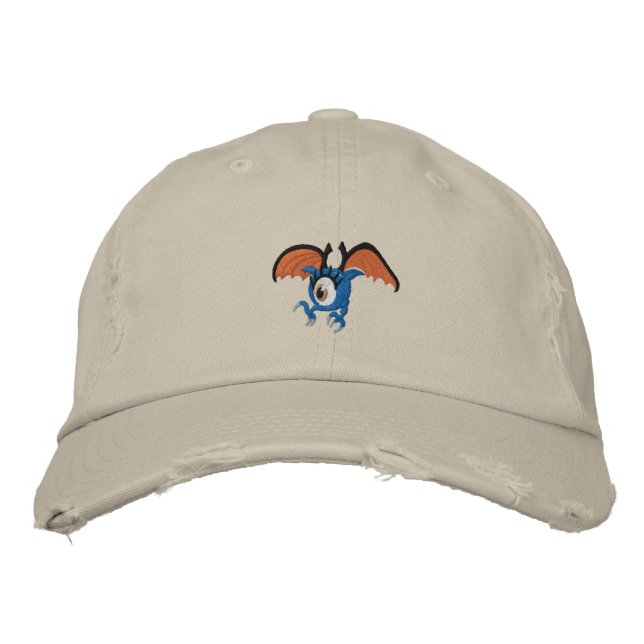Punk Goth Winged Eyeball Embroidered Hat (Front)