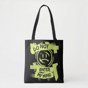 Punk Grunge Smiley with Warning Tape Spiral –  Tote Bag