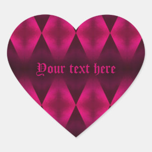Punk hot pink diamond pattern heart sticker