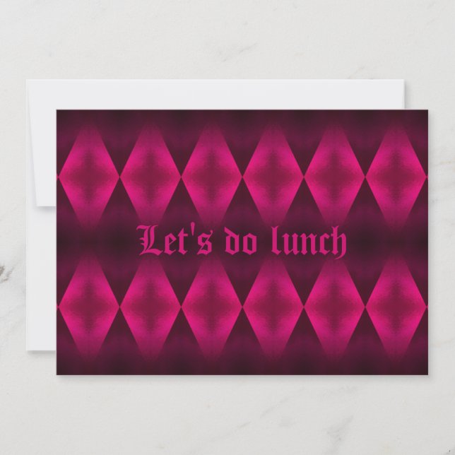 Punk hot pink diamond pattern Let's do Lunch party Invitation (Front)
