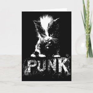 Punk Kitten Cat With Mohawk Nge Gothic Design Card