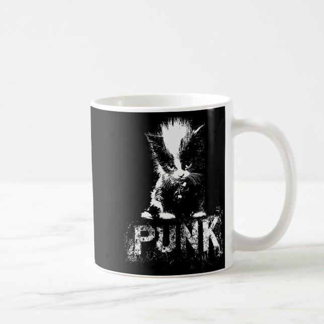 Punk Kitten Cat With Mohawk Nge Gothic Design  Coffee Mug (Right)