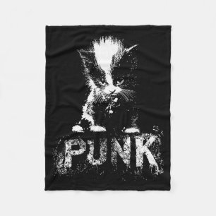 Punk Kitten Cat With Mohawk Nge Gothic Design Fleece Blanket
