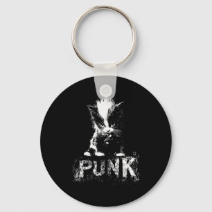 Punk Kitten Cat With Mohawk Nge Gothic Design  Keychain