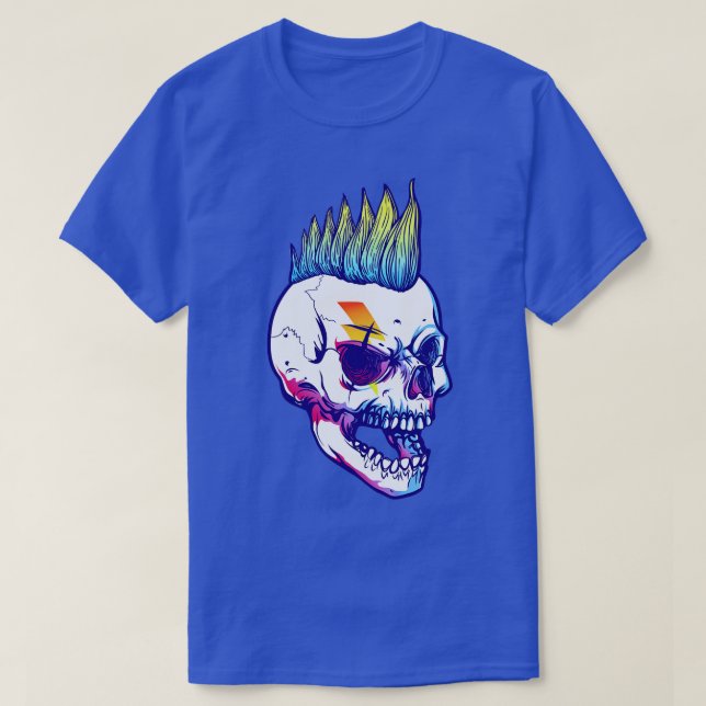 Punk Mohawk Skull T-Shirt (Design Front)