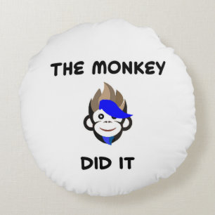 Punk Monkey cute animal nursery kids room decor Round Pillow