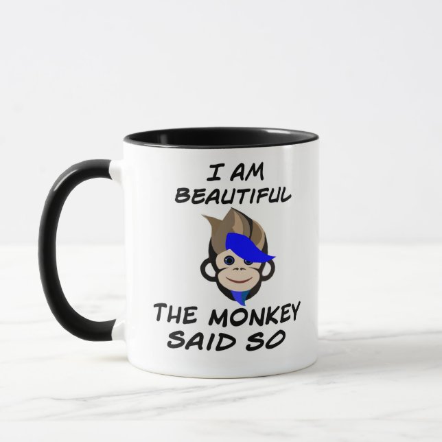 Punk Monkey I am beautiful the monkey said so Mug (Left)