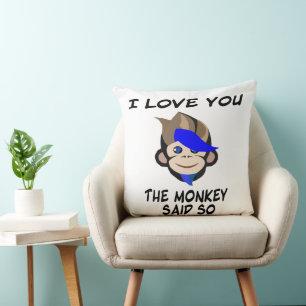 Punk Monkey I love you the monkey said so Throw Pillow