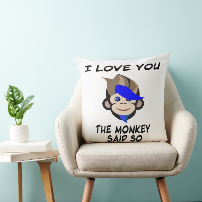 Punk Monkey I love you the monkey said so Throw Pillow (Chair)