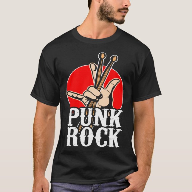 Punk Music Retro Punk Rock Drums Percussionists Dr T-Shirt (Front)