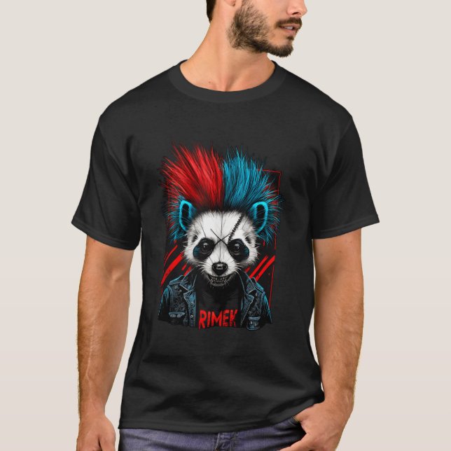 Punk Panda A Punked Up Look Awesome Panda Bear T-Shirt (Front)