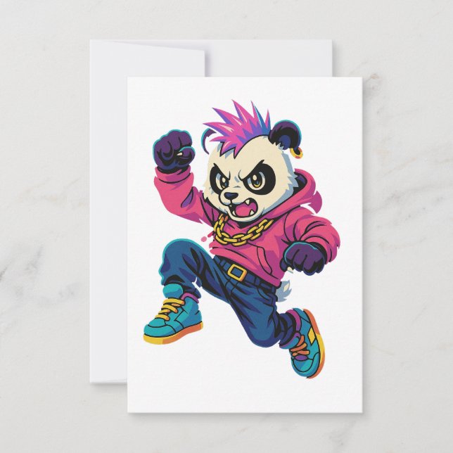 Punk Panda Power Thank You Card (Front)