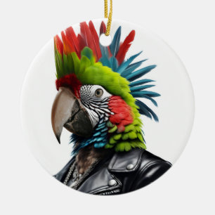 Punk Parrot Ceramic Ornament