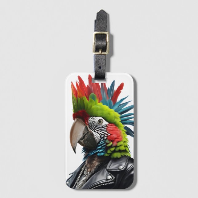 Punk Parrot Luggage Tag (Front Vertical)