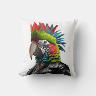 Punk Parrot Throw Pillow