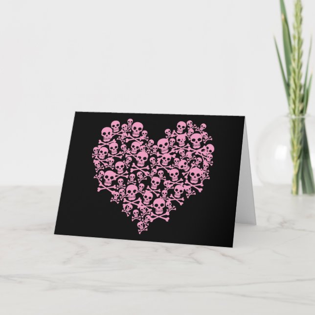 Punk Pink Skull Heart Card (Front)