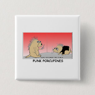 Punk Porcupines Funny Gifts Tees & Collectibles 2 Inch Square Button