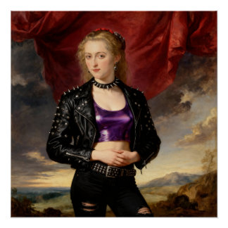Punk Princess in Leather Jacket Poster